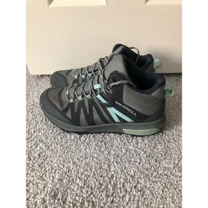Merrell Womens Zion FST Mid Hiking Trail Boots Waterproof Gray Blue Shoes Sz 11